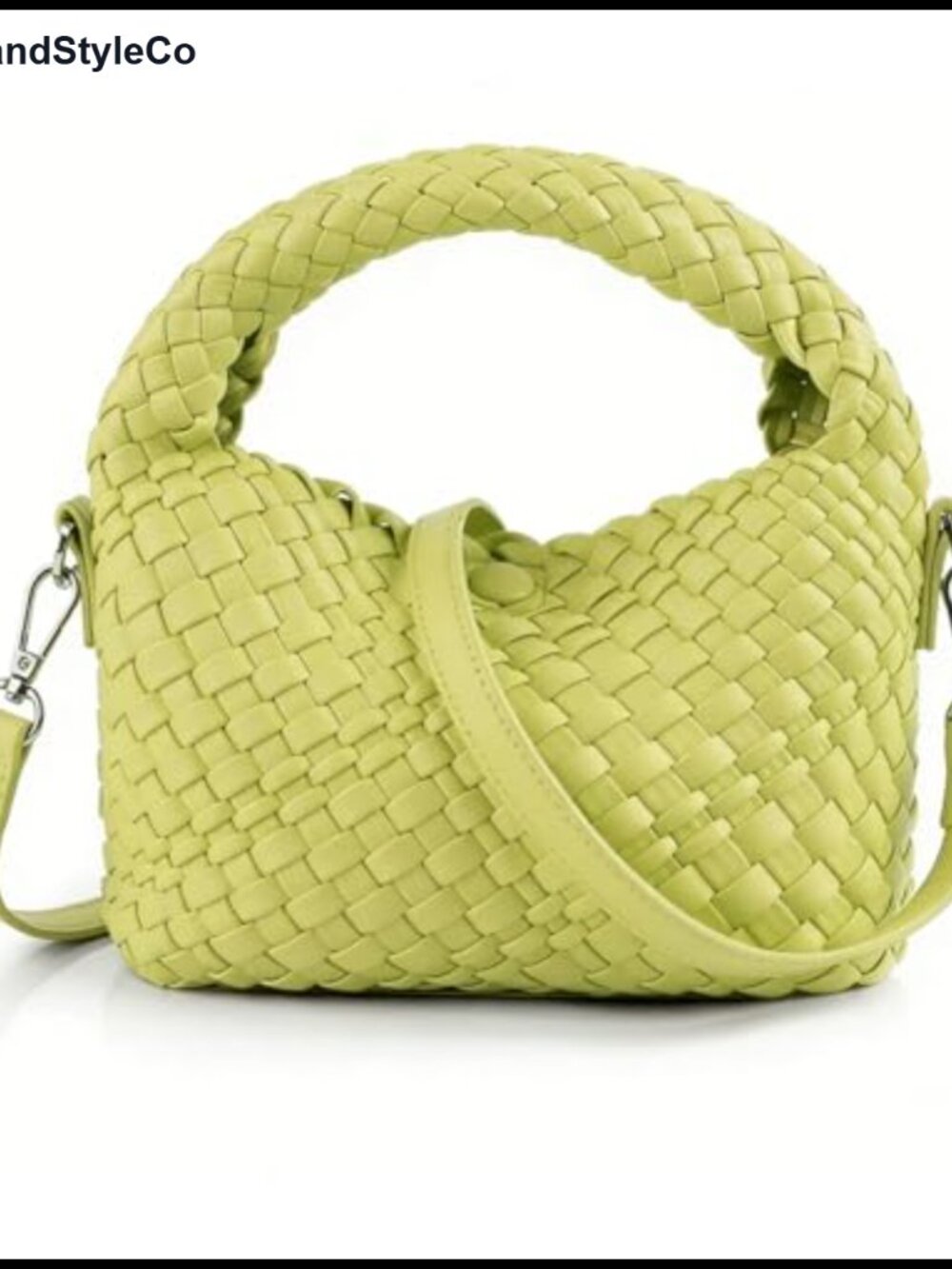 Woven Vegan Leather Crossbody Bag for Women Satchel Adjustable Strap